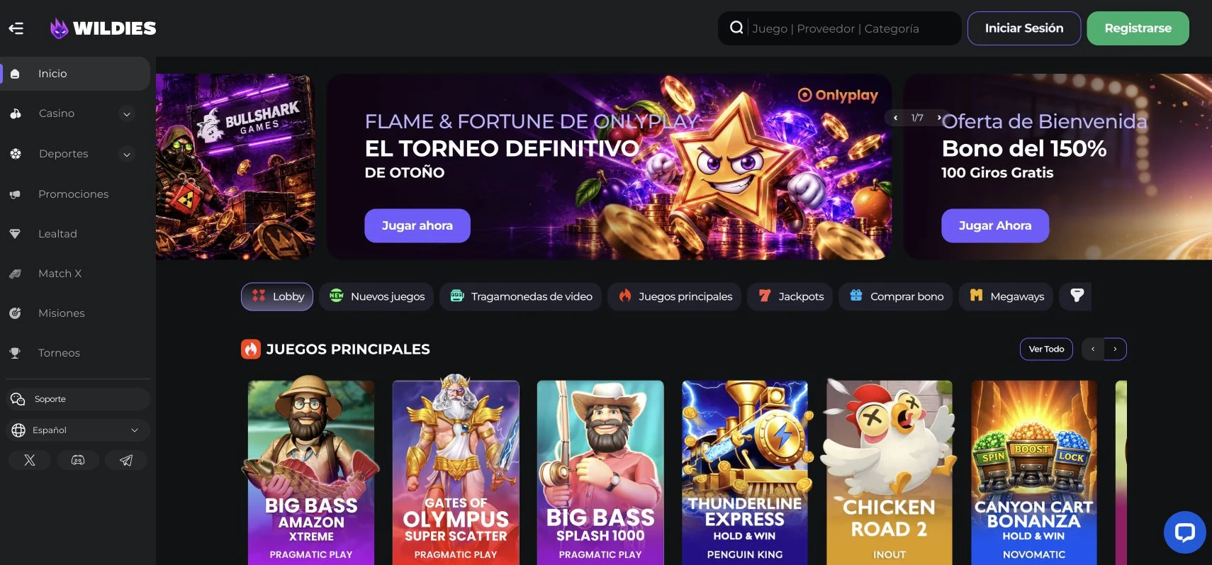 Portada de Wildies en español, capturada en wildies207.com/es